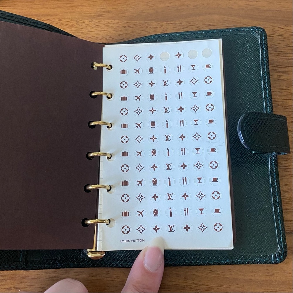 Louis Vuitton Green Taiga Leather Agenda PM Passport Wallet w/  Stickers & Paper - Picture 8 of 16
